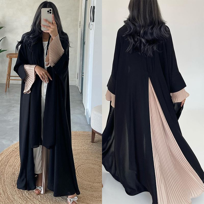 Summer Clothing Wholesale - ドバイのエレガントなアバヤ卸売、イスラム服、モダンなシフォンサプライヤー、トルコのムスリムアバヤコート、プリーツドレスアバヤ