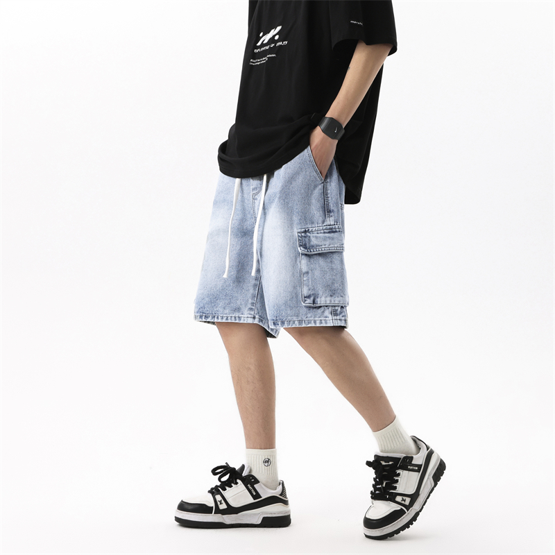 夏のメンズデニムショーツレトロファッション弾性ウエストルーズ - Summer Clothing Brands のレビューと価格